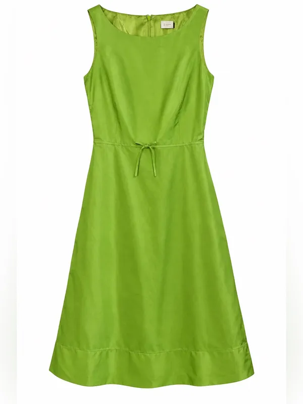 Vintage Y2K J.Crew 100% Silk Chartreuse Green Dress - Image 2