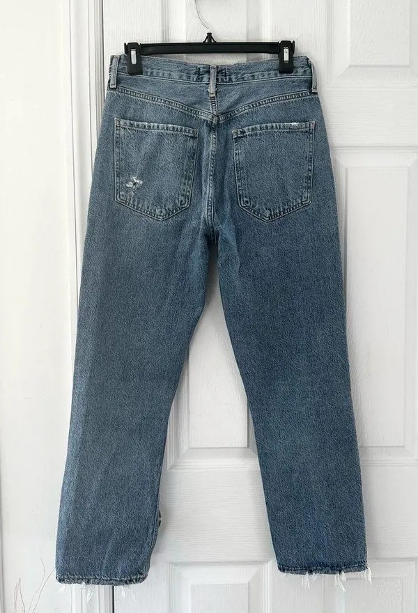 Riley High Rise Straight Crop Denim Jeans Button Fly In Frequency 27 - Image 16