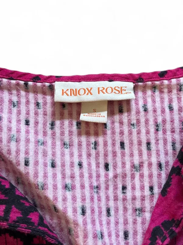 Knox Rose Hot Pink Boho Peasant Top with Black Tassels Size Small - Image 4