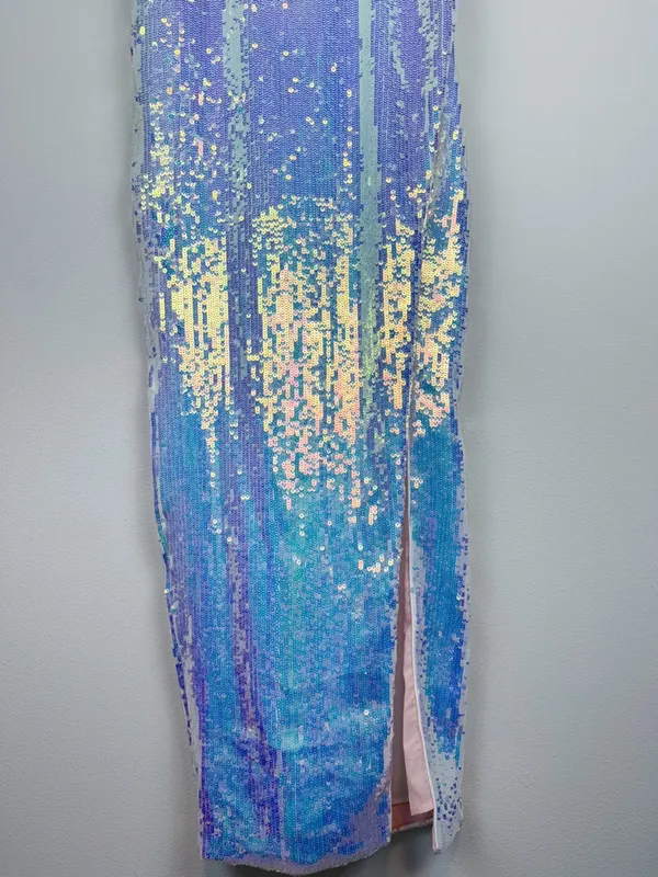 NBD NWT Revolve Amethyst Iridescent Sequin Gown Formal Column Maxi Dress Small - Image 5