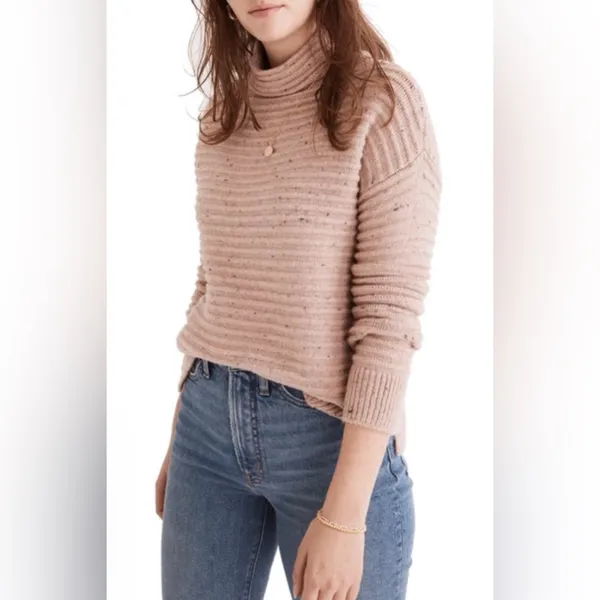 Madewell Women’s Belmont Mock Neck In Donegal Blush Sweater Size L‎ - Image 10