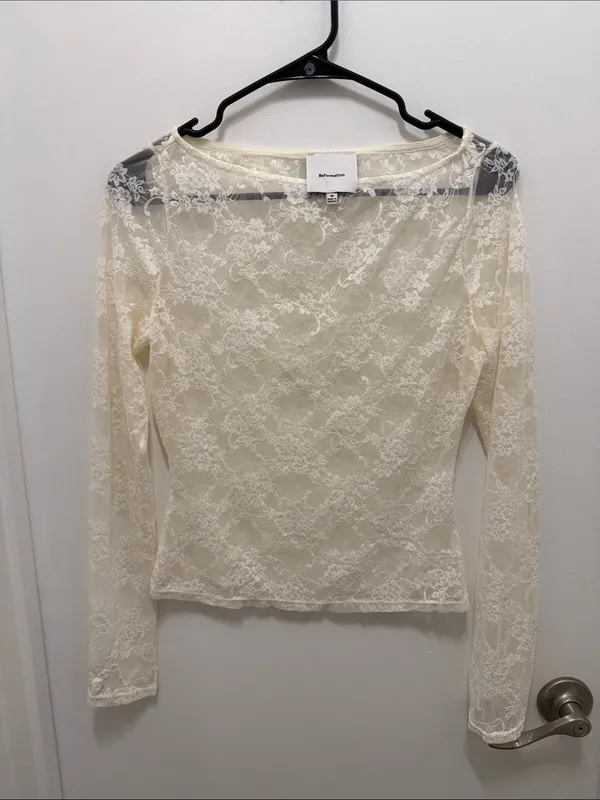 Reformation Adriano Lace Knit Top - Image 2