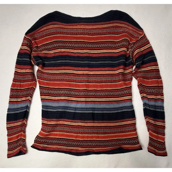 LRL Ralph Lauren Linen Wool Blend Sweater Top XL Aztec Serape Boho Indie Vintag - Image 8