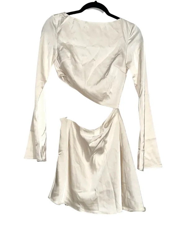 NWT Oh Polly Asymmetric Cut-out Long Sleeve Ivory Mini Dress US 0 - Image 4