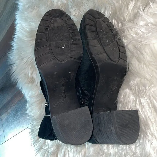 Clarks Artisan Black Suede Malvet Doris Heeled Mid Calf Boots - Image 6