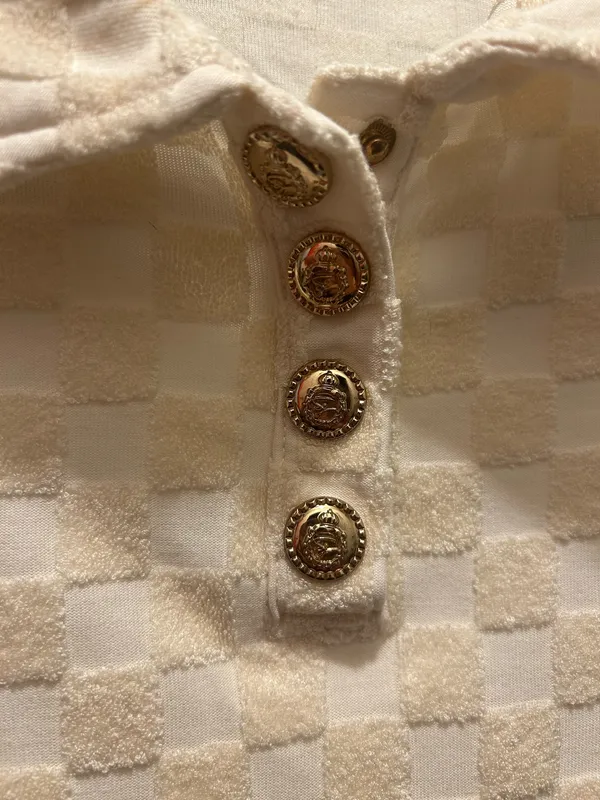 White checkered terry mini dress - Image 3