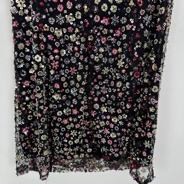 Lulus Cyriana Black Sequin Strapless Mini Dress Party Floral Going Out Large - Image 13