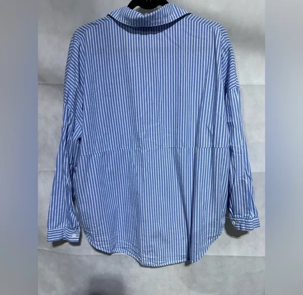 Princess Polly Blue and White Stripe Oversized Button Down Shirt - Image 2