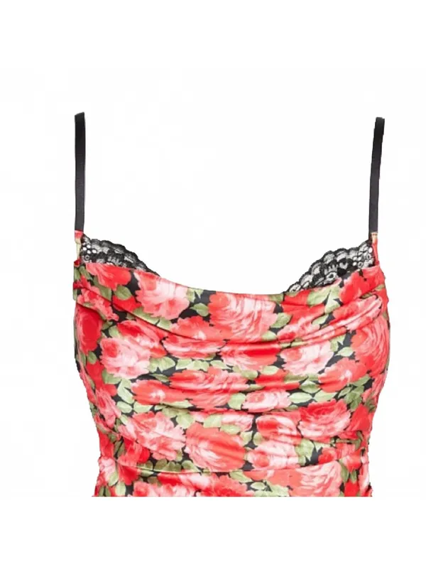 For Love & Lemons Madeline Mini Dress Peekaboo Satin Floral Women's Size Large - Image 6