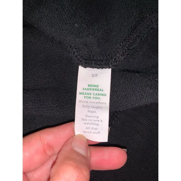 Aerie Black V Neck Sweatshirt Pullover Oversized‎ Slouchy Terry Knit Small - Image 6