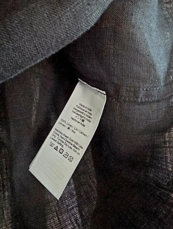 J.Crew black 100% linen Cabana top Open Placket V-neck Peasant - Image 4
