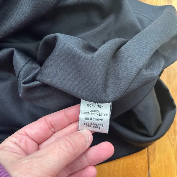 Vintage CACHE 100% Silk Satin Cocktail Dress Black Size 4 LBD Cap‎ Sleeve Luxe - Image 11