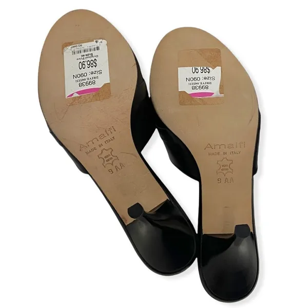 Amalfi Black Italian Leather Fringe kitten-heel mules - Image 10