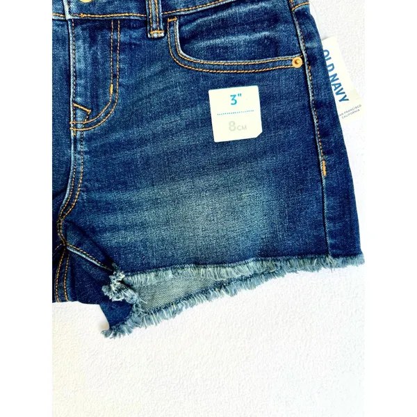 Old Navy Boyfriend Denim Shorts Women Size 2‎ Dark Wash Raw Hem Stretch NWT - Image 7