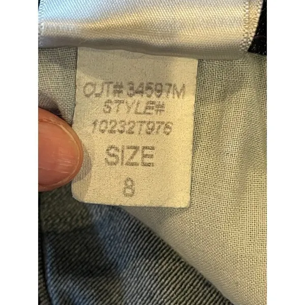 NYDJ‎ Straight Leg Mid Rise Dark Wash Jeans With Jeweled Back Pockets Size 8 - Image 11