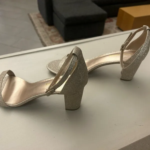 Heels Shimmering Silver Heeled Sandals Dream Paris Size 12 - Image 4