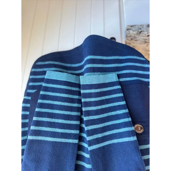 Tory Burch Wool Cashmere Blend Tunic Sweater XS Navy Stripe Pockets 50123142 - Image 6