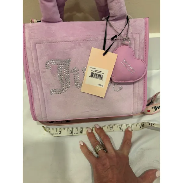 Juicy‎ Couture Extra Spender Mini Tote Fondant Pink Rhinestone Crossbody Bag - Image 7