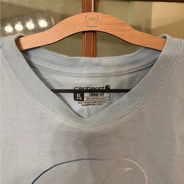 Carhartt Women’s Blue Logo Graphic Crew Neck Loose Fit T-Shirt Size XL - Image 2