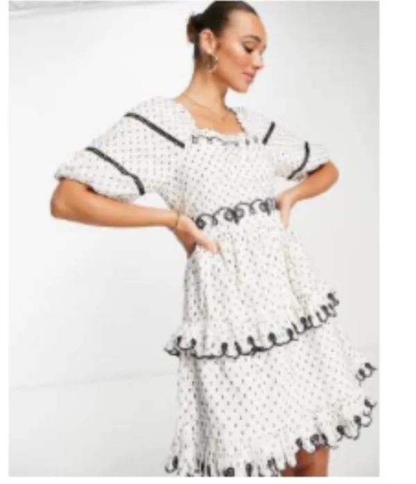 ASOS Y.A.S Puff Sleeve Embroidered Mini Dress - Image 3