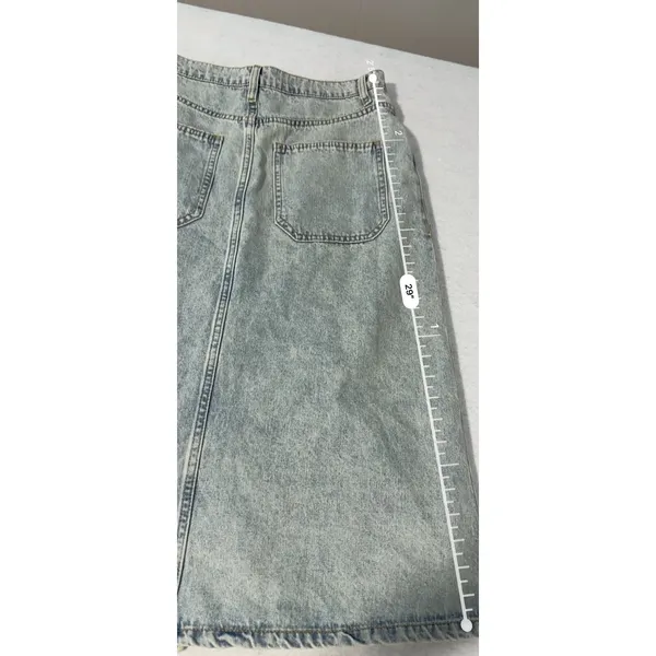 Dylan Womens Light Acid Wash Denim Button Front Midi Skirt Size 6 Cotton Blue - Image 7