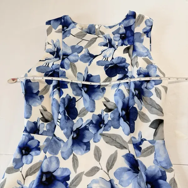 Calvin Klein Blue Floral Stretch Scuba Sleeveless Sheath Dress Office Wedding 6 - Image 7