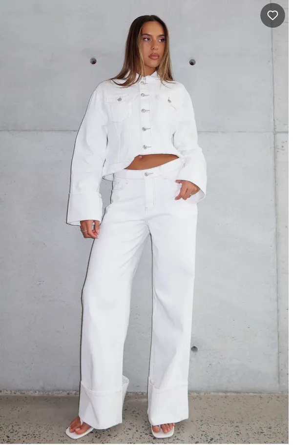 Charlotte Mid Rise Wide Leg Jeans Off White - Image 2