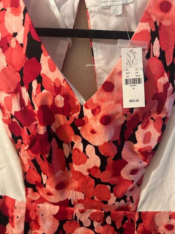 New York & Company Red/Pink Stretch Sleeveless Midi Dress Size 5 summer fun - Image 7
