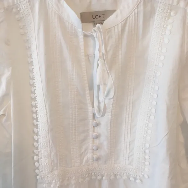 Loft Peasant Top Embroidered Bell Sleeve - Image 3
