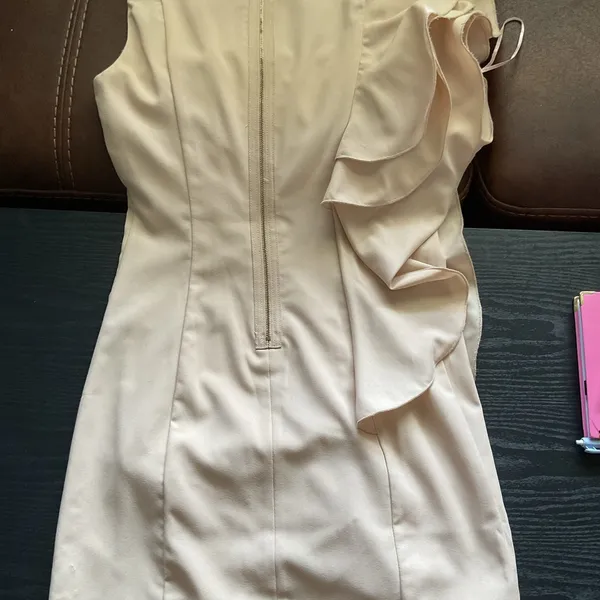 Chic Cream Midi Dress with Ruffle Detail - Image 4