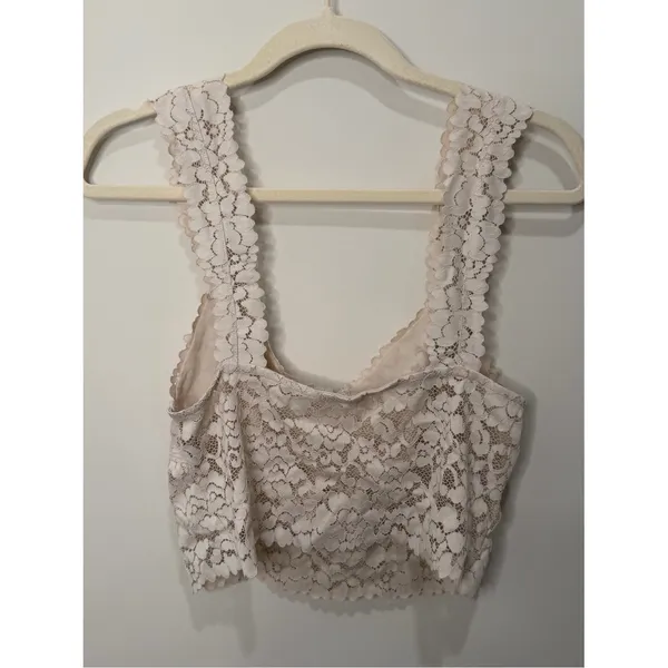 Free People Intimately Ivory Floral Lace Bustier Top Bralette Large OB752716 - Image 5
