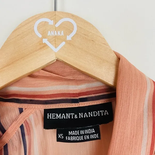 Hemant and Nandita Anthropologie striped button front blouse. Size XS. - Image 5