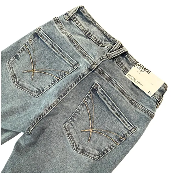 Garage Denim Shelly Blue Low Rise Flare Jeans Light Wash Retro Y2K - Image 2