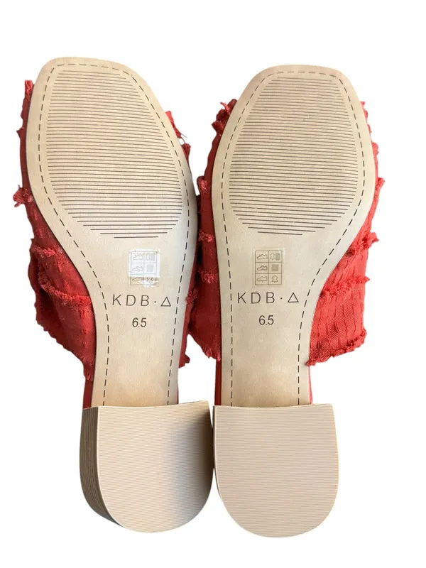 Kelsi Dagger Brooklyn - Seigel Heeled Sandals Red Frayed Block Heel Size 6.5 - Image 10