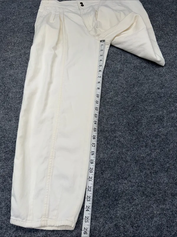 Anthropologie cream-colored, pleated barrel trousers - Image 9