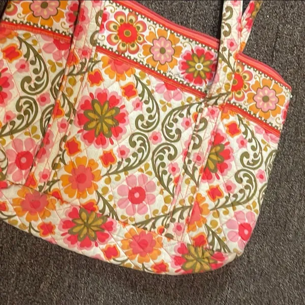 Floral Vera Bradley Tote Bag - Pink and Green - Image 4