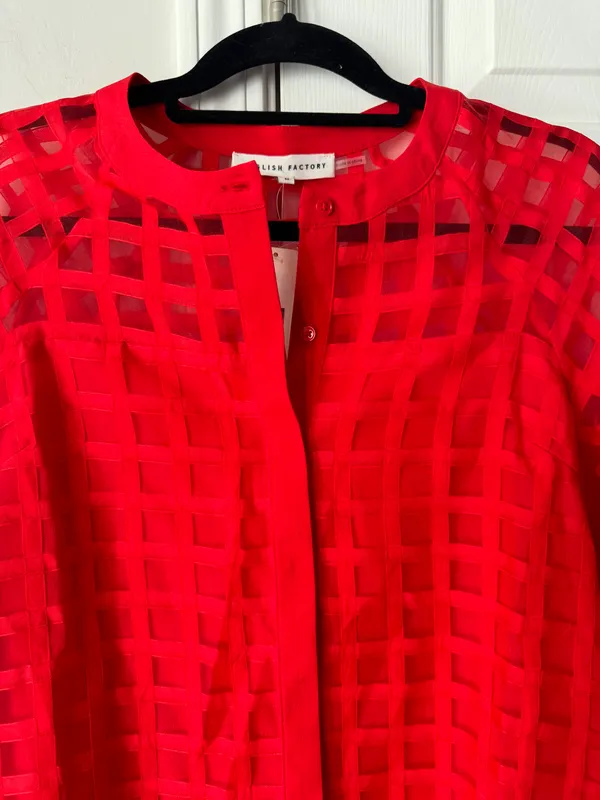 Anthropologie English Factory Organza Long Sleeve Mini Dress, Size M - Image 4