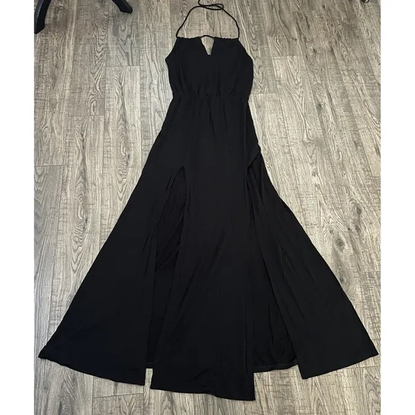 Love + lemons Maxi Dress Small Halter Backless Slits‎ Casual Stretch - Image 2
