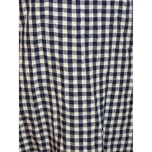 J.McLaughlin Navy Blue White Gingham Linen Cotton Tie Back Dress Size 6 Cottage - Image 2