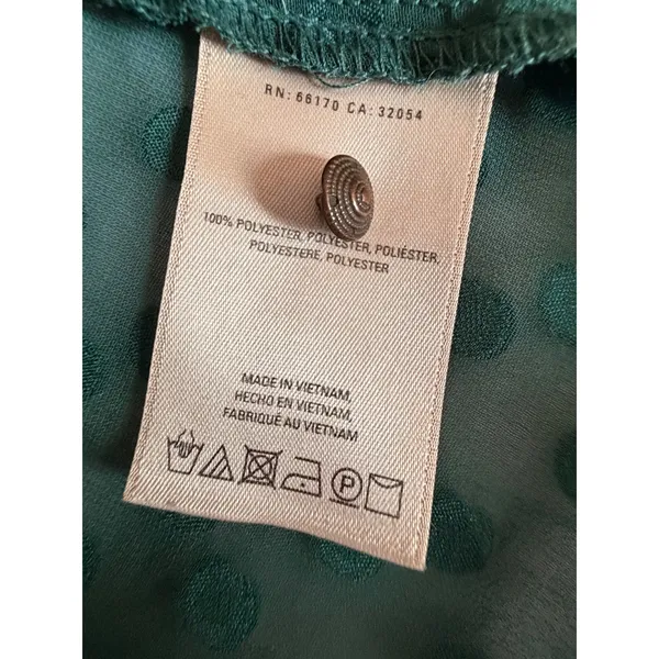 Anthropologie Feather Bone Green Swiss Dot Blouse Size 0 Sheer Flutter Sleeve - Image 6