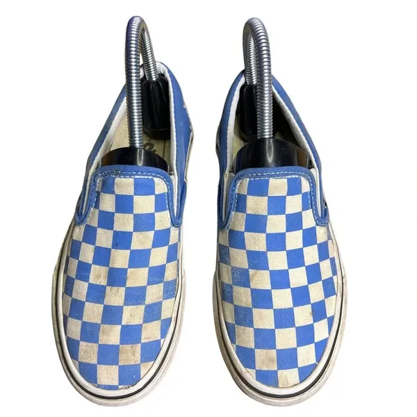 VANS Classic Slip-On Checkerboard Blue/ White Unisex Sneakers Y4.5/M4.5/W6.0‎ - Image 2