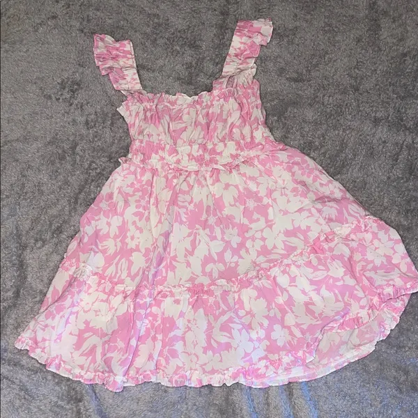 Blu Pepper Pink Floral Ruffle Dress — Sleeveless, Elastic Waist, Size M - Image 4