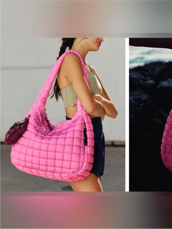 NWT Free People FP Movement Quilted Carryall Bag - bubblegum pink - One Size - Image 7