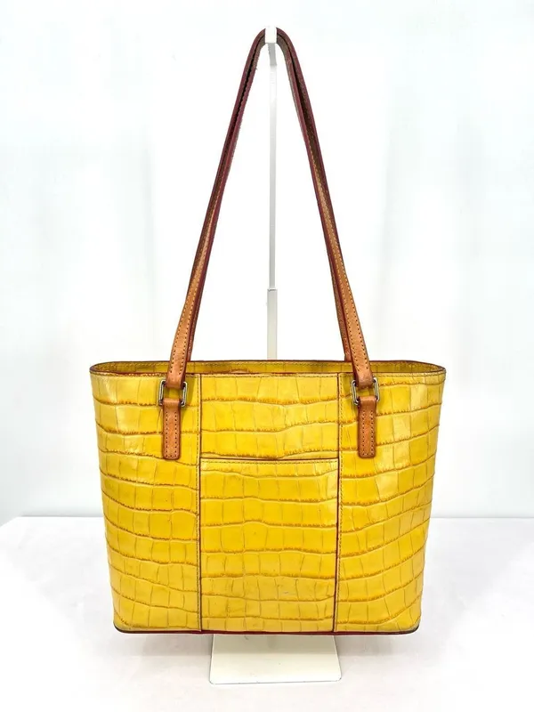 Dooney & Bourke Croco Embossed Sunburst Yellow Leather Lexington Shopper Tote - Image 11
