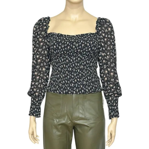 REFORMATION Pinto Smocked Floral Top, Lucien Print, 1X - Image 4