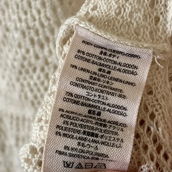 Free People Linen Knit Pullover‎ Sweater Size Large Lightweight Boho Miles Away - Image 8