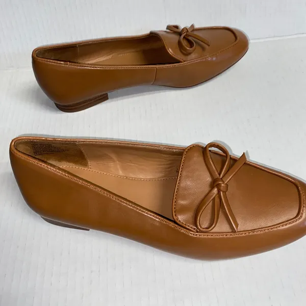 J. Crew Tan Brown Leather Slip-On Bow Loafers Dress Shoes Women's Size 6.5 - Image 5