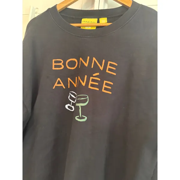 Phthalo Ruth Maeve Black Bonne Annee Sweatshirt Size‎ Large - Image 3