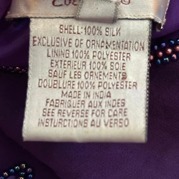 Vtg Adrianna Papell 100% Silk Beaded‎ Maxi Dress Sz 6 Purple Drop Waist Sheer - Image 9