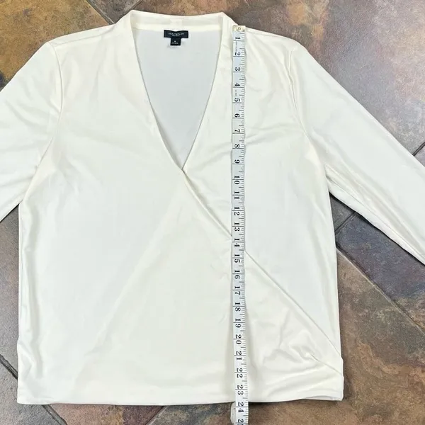 Ann Taylor Factory White Wrap Crossover Blouse Medium - Image 6